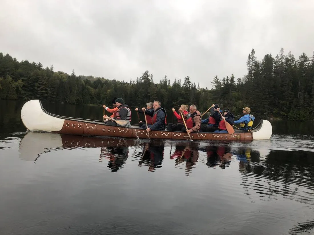 Bus departs Union Station — stop on the Algonquin Voyageur Canoe & Backcountry Hike day trip